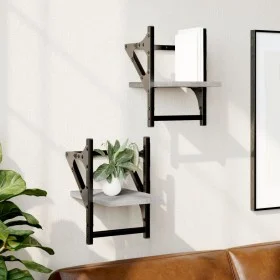 Estantes de pared con barras 2 uds gris Sonoma 20x25x30 cm by , Shelves and shelves - Ref: Foro24-836231, Price: 17,06 €, Dis...