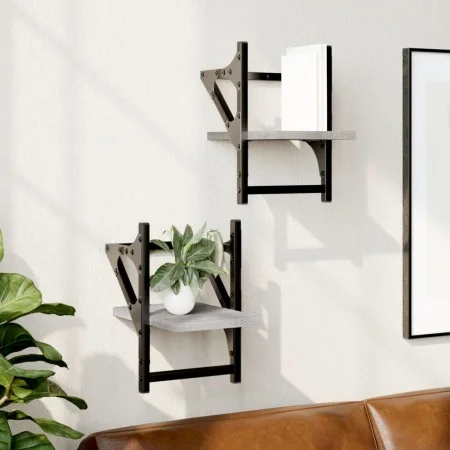 Estantes de pared con barras 2 uds gris Sonoma 20x25x30 cm by , Shelves and shelves - Ref: Foro24-836231, Price: 17,06 €, Dis...