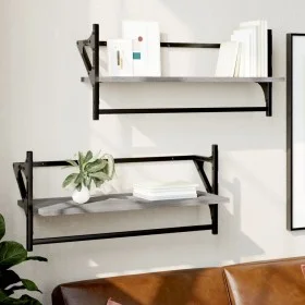 Estantes de pared con barras 2 uds gris Sonoma 65x25x30 cm by , Shelves and shelves - Ref: Foro24-836246, Price: 26,46 €, Dis...