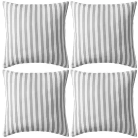 Cojines para exterior a rayas 45x45 cm gris 4 unidades de vidaXL, Cojines - Ref: Foro24-132310, Precio: 51,40 €, Descuento: %