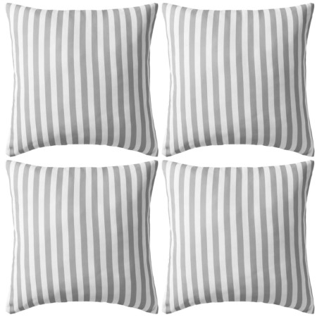 Cojines para exterior a rayas 45x45 cm gris 4 unidades de vidaXL, Cojines - Ref: Foro24-132310, Precio: 52,42 €, Descuento: %