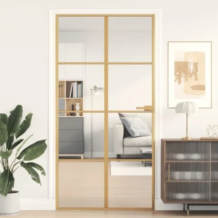 Puerta interior dorada vidrio templado aluminio 102,5x201,5 cm by , Doors for the home - Ref: Foro24-155143, Price: 171,15 €,...