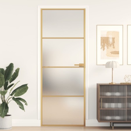 Innentür aus vergoldetem gehärtetem Glas und Aluminium 76x201,5cm von , Türen für zu Hause - Ref: Foro24-155136, Preis: 208,2...