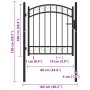 Puerta de jardín con arco superior acero negro 100x100 cm