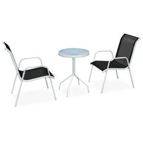 Garden bistro table and chairs 3 pieces black steel by vidaXL, Garden sets - Ref: Foro24-43314, Price: 89,27 €, Discount: %