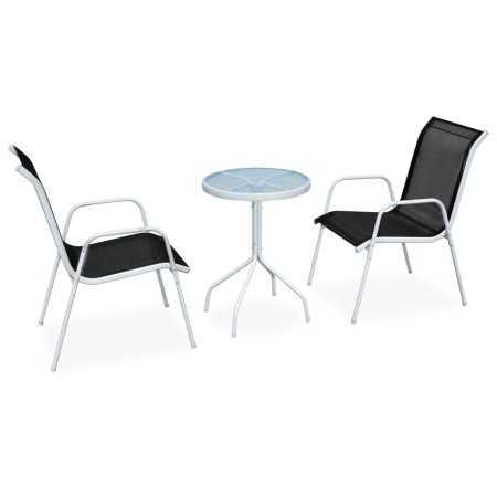 Garten-Bistrotisch und Stühle 3 Stück aus schwarzem Stahl von vidaXL, Gartensets - Ref: Foro24-43314, Preis: 90,42 €, Rabatt: %