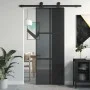 Schiebetür aus gehärtetem Glas und schwarzem Aluminium 76x205 cm. von , Türen für zu Hause - Ref: Foro24-155213, Preis: 167,4...