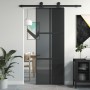 Schiebetür aus gehärtetem Glas und schwarzem Aluminium 76x205 cm. von , Türen für zu Hause - Ref: Foro24-155213, Preis: 185,3...