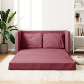 Sofá cama de suelo 2 en 1 tela rojo tinto 112x174x