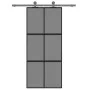 Schwarze Schiebetür aus gehärtetem Glas und Aluminium, 90 x 205 cm von , Türen für zu Hause - Ref: Foro24-155214, Preis: 240,...