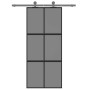 Schwarze Schiebetür aus gehärtetem Glas und Aluminium, 90 x 205 cm von , Türen für zu Hause - Ref: Foro24-155214, Preis: 222,...