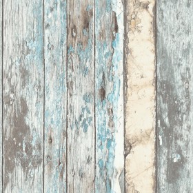 DUTCH WALLCOVERINGS Papel de pared pintado trozos madera azul