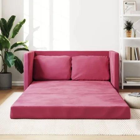 Sofá cama de suelo 2 en 1 terciopelo rojo tinto 122x204x55 cm de , Sofás - Ref: Foro24-353960, Precio: 218,76 €, Descuento: %