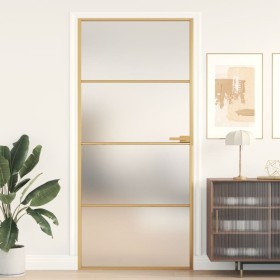 Golden interior door tempered glass and aluminum 93x201.5cm by , Doors for the home - Ref: Foro24-155138, Price: 211,02 €, Di...