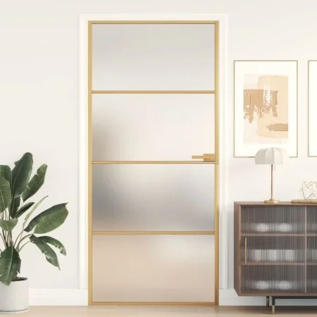 Goldene Innentür aus gehärtetem Glas und Aluminium, 93 x 201,5 cm von , Türen für zu Hause - Ref: Foro24-155138, Preis: 207,6...