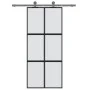 Sliding door made of black tempered glass and aluminum, 90x205 cm. by , Doors for the home - Ref: Foro24-155208, Price: 199,0...