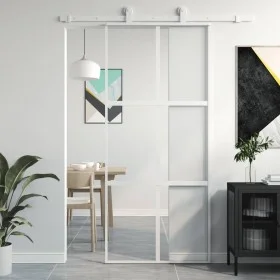 Schiebetür aus gehärtetem Glas und weißem Aluminium 90x205 cm von , Türen für zu Hause - Ref: Foro24-155217, Preis: 149,29 €,...