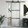 Puerta corredera vidrio templado y aluminio negra 76x205 cm de , Puertas para el hogar - Ref: Foro24-155198, Precio: 165,07 €...