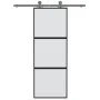 Puerta corredera vidrio templado y aluminio negra 76x205 cm de , Puertas para el hogar - Ref: Foro24-155198, Precio: 165,07 €...
