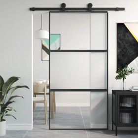 Schiebetür aus gehärtetem Glas und schwarzem Aluminium 102,5x205 cm von , Türen für zu Hause - Ref: Foro24-155203, Preis: 206...