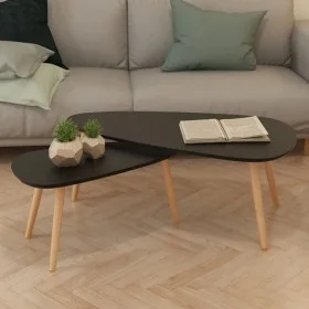 Set of coffee tables 2 units solid black pine wood by vidaXL, Coffee table - Ref: Foro24-244732, Price: 94,21 €, Discount: %
