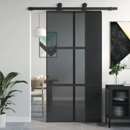 Puerta corredera vidrio templado y aluminio negra 102,5x205 cm de , Puertas para el hogar - Ref: Foro24-155215, Precio: 238,5...
