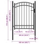 Puerta de jardín con arco superior acero negro 100x125 cm