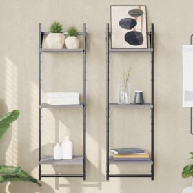 Wall shelves 3 levels bars 2 units gray Sonoma 30x25x100 cm by , Shelves and shelves - Ref: Foro24-836261, Price: 28,16 €, Di...