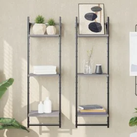 Wall shelves 3 levels bars 2 units gray Sonoma 30x25x100 cm by , Shelves and shelves - Ref: Foro24-836261, Price: 27,89 €, Di...