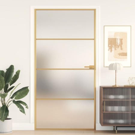 Puerta interior dorada vidrio templado aluminio 102,5x201,5 cm de , Puertas para el hogar - Ref: Foro24-155139, Precio: 181,6...