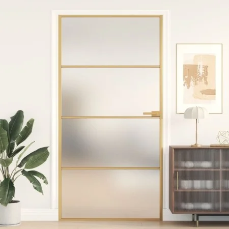 Puerta interior dorada vidrio templado aluminio 102,5x201,5 cm de , Puertas para el hogar - Ref: Foro24-155139, Precio: 179,4...