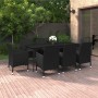 Set comedor de jardín 9 pzas y cojines ratán sintético y vidrio