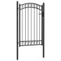 Puerta de jardín con arco superior acero negro 100x150 cm