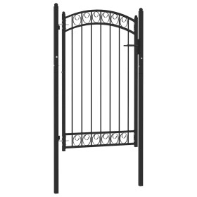 Puerta de jardín con arco superior acero negro 100x150 cm