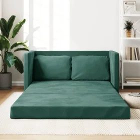 Sofá cama de suelo 2 en 1 terciopelo verde oscuro 122x204x55 cm de , Sofás - Ref: Foro24-353961, Precio: 264,95 €, Descuento: %