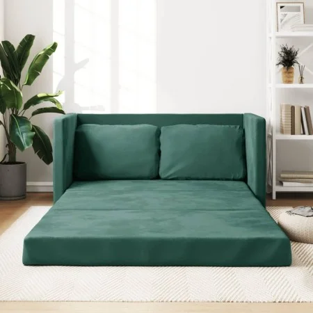 Dark green velvet floor sofa bed 2 in 1, 122x204x55 cm by , Sofas - Ref: Foro24-353961, Price: 264,95 €, Discount: %
