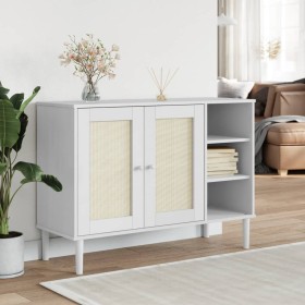 SENJA Sideboard Rattanoptik Kiefernholz weiß 112x40x80 cm von , Sideboards - Ref: Foro24-358029, Preis: 124,46 €, Rabatt: %