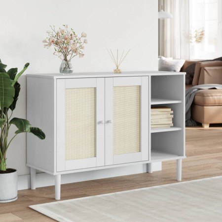 SENJA Sideboard Rattanoptik weißes Kiefernholz 112x40x80 cm von , Sideboards - Ref: Foro24-358029, Preis: 124,46 €, Rabatt: %