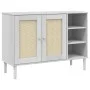 SENJA sideboard in white pine wood rattan look 112x40x80 cm by , Sideboards - Ref: Foro24-358029, Price: 122,96 €, Discount: %