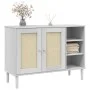 SENJA sideboard in white pine wood rattan look 112x40x80 cm by , Sideboards - Ref: Foro24-358029, Price: 122,96 €, Discount: %
