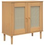 Aparador SENJA aspecto de ratán madera pino marrón 80x35x80 cm de , Aparadores - Ref: Foro24-358031, Precio: 84,46 €, Descuen...