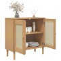 Aparador SENJA aspecto de ratán madera pino marrón 80x35x80 cm de , Aparadores - Ref: Foro24-358031, Precio: 84,46 €, Descuen...