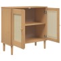 Aparador SENJA aspecto de ratán madera pino marrón 80x35x80 cm de , Aparadores - Ref: Foro24-358031, Precio: 84,46 €, Descuen...