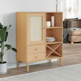 SENJA tall sideboard rattan look brown wood 90x40x112 cm by , Sideboards - Ref: Foro24-358052, Price: 125,15 €, Discount: %