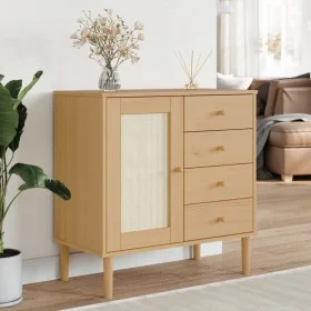 SENJA sideboard rattan look brown pine wood 80x40x80 cm by , Sideboards - Ref: Foro24-358037, Price: 103,56 €, Discount: %
