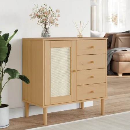 SENJA sideboard rattan look brown pine wood 80x40x80 cm by , Sideboards - Ref: Foro24-358037, Price: 103,62 €, Discount: %