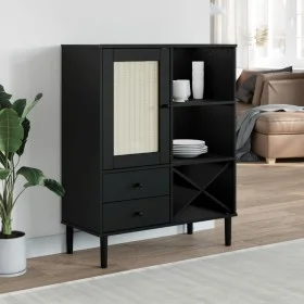 SENJA high sideboard black wood rattan look 90x40x112 cm by , Sideboards - Ref: Foro24-358054, Price: 125,15 €, Discount: %