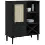 Aparador alto SENJA aspecto de ratán madera negro 90x40x112 cm de , Aparadores - Ref: Foro24-358054, Precio: 125,13 €, Descue...