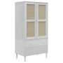 Armario SENJA aspecto de ratán madera pino blanco 90x55x175 cm