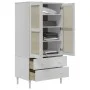 Armario SENJA aspecto de ratán madera pino blanco 90x55x175 cm de , Armarios roperos - Ref: Foro24-358035, Precio: 402,98 €, ...